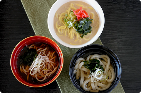 かけうどん・かけそば・とんこつラーメン